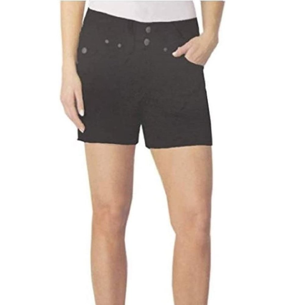 NWT Dakota Blue Womens Soft Stretch Flat Front Shorts Mid Rise Size 14 $50 1B210